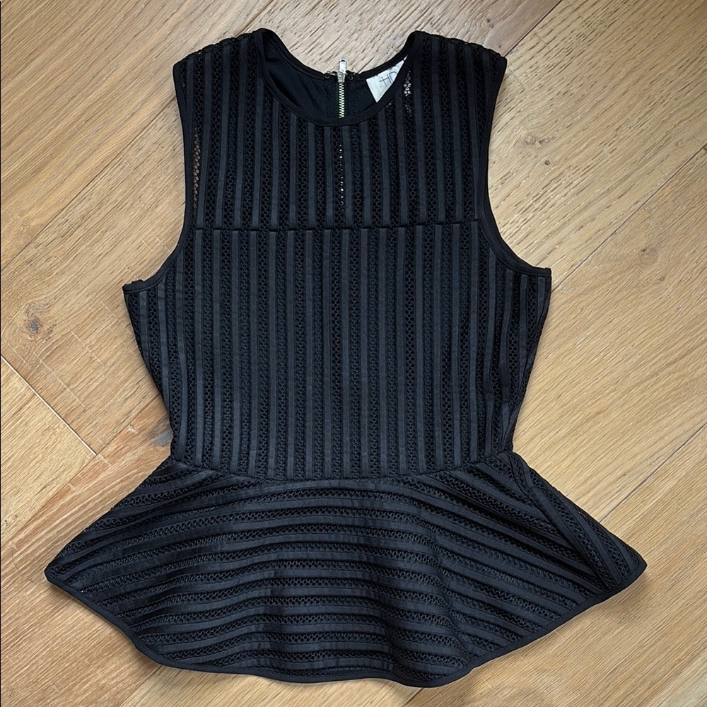 Anthropologie Black Ribbed Peplum Tank Top